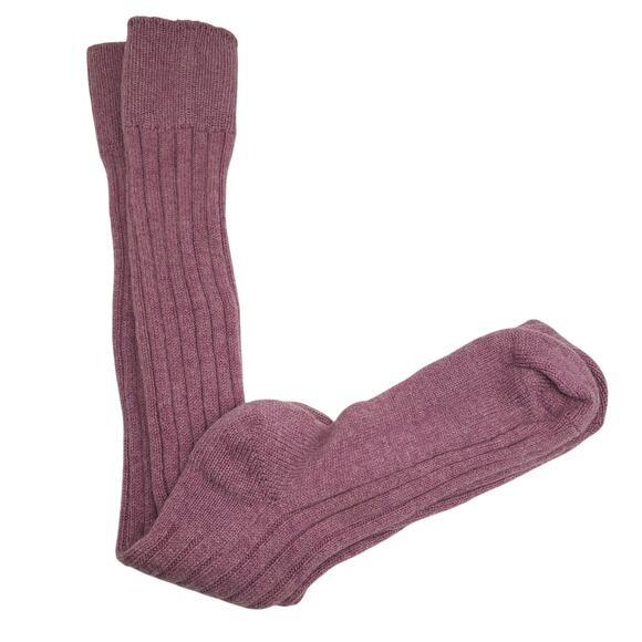 Soft Ribbed 82% Cashmere Knee High Socks Size 9-11 Warm Cozy Garnet Hill Berry - Picture 1 of 7